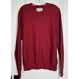 Original Penguin Mens Burgundy Textured Crew Neck Pullover Sweater Size L G